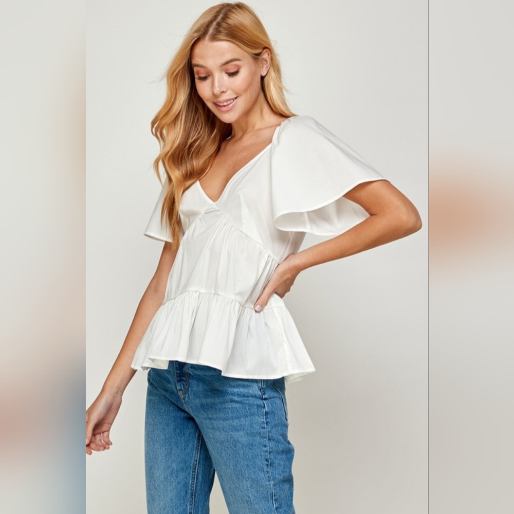 STRUT & BOLT Color Block Tiered Top Size:S